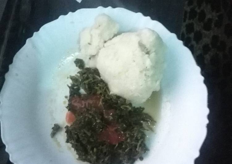 Saga and dodo served with Ugali