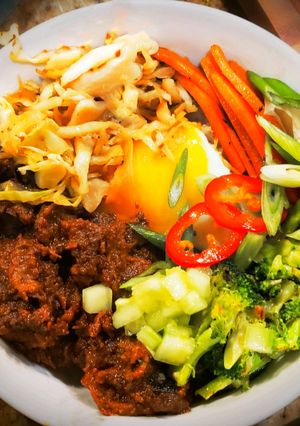 A picture of Bibimbap with Bulgogi Beef.
