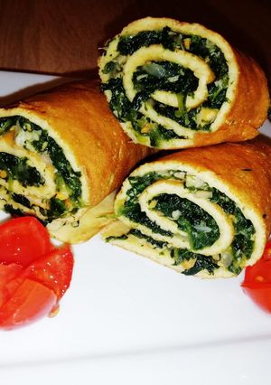 O poză a rețetei Ruladă aperitiv cu spanac, la tigaie.