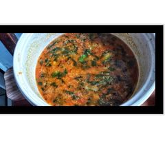 Quick and healthy moong Dal palak sambar A picture of Quick and healthy moong Dal palak sambar.