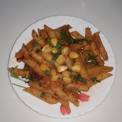 A picture of Red sauce pasta.