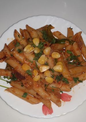A picture of Red sauce pasta.