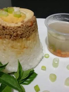 Foto resep Nasi tim daging sayur