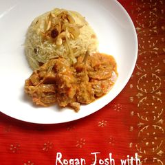 Rogan Josh with Zafrani Pulao A picture of Rogan Josh with Zafrani Pulao.