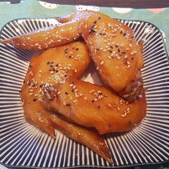 A picture of Fried Chicken Wings with Japanese sweet sauce.