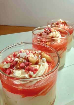 Une photo de ※ Mousse mascarpone pralines roses ※