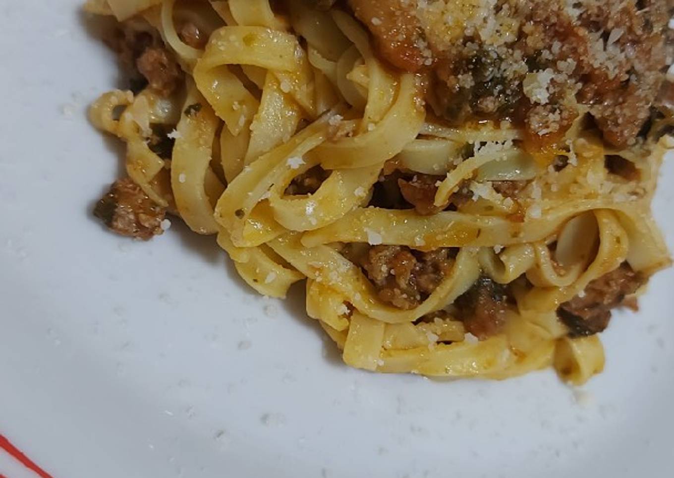 Tagliatelle sauce tomate champignons & épinards vrai délice 👌