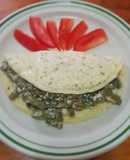 Omelette de claras con rajas, nopales y requesón