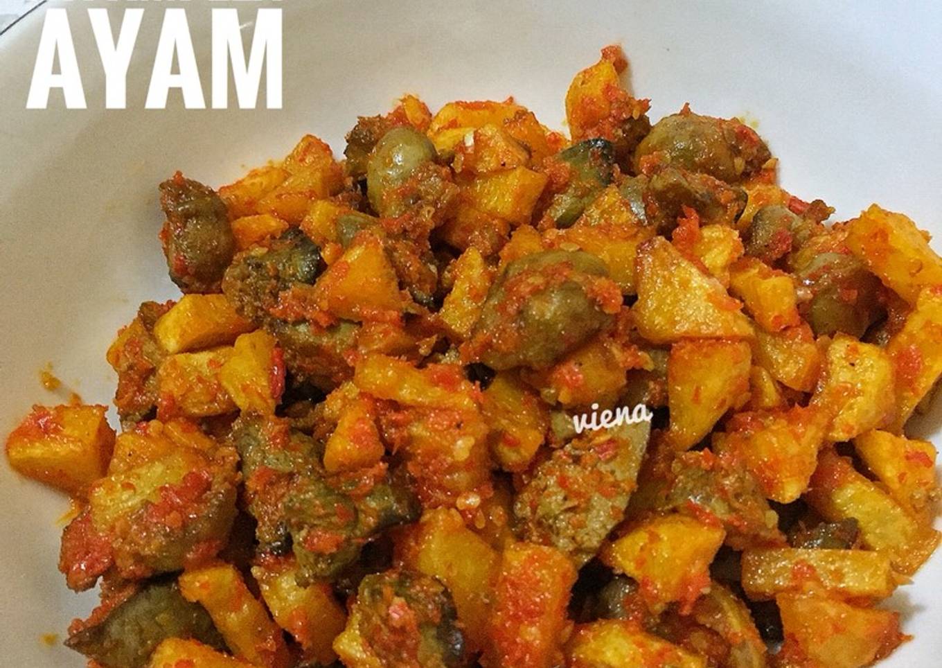 Balado Kentang ati ampela ayam