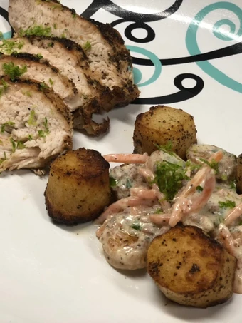 Easy Steps to Prepare Seared Chicken Breast w/ Shrimp and Scalloped Potato the  Makes Drooling Delicious