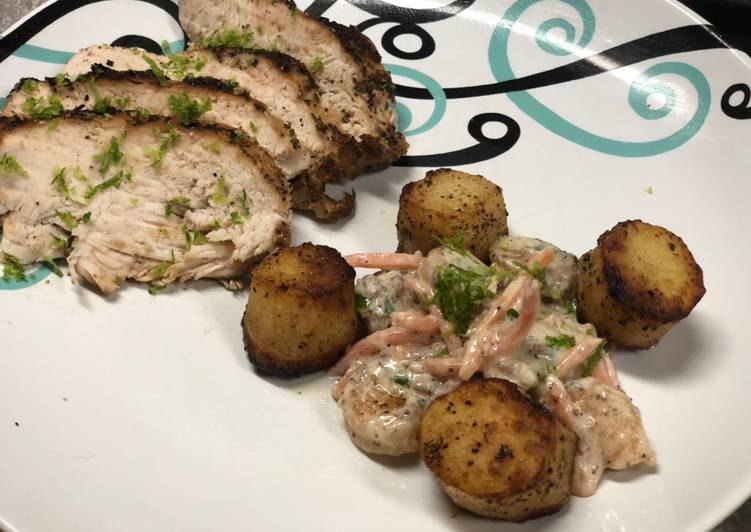 Recipe of Award-winning Seared Chicken Breast w/ Shrimp and Scalloped Potato