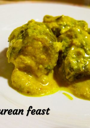 A picture of Paneer stuffed ridge gourd/ Niramish Jhinger Dolma.