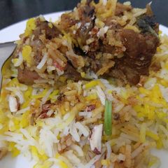 A picture of Mandi Mutton (goat meat) Rice.