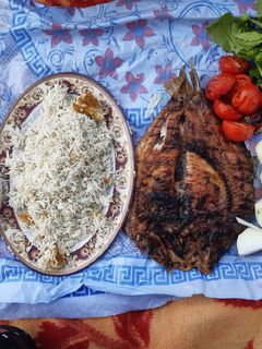 عکسی از دستور ماهی کبابی و عدس پلو