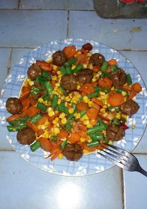 Foto resep Tumis buncis campur wortel jagung dan baso