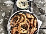 A picture of crispy onion rings