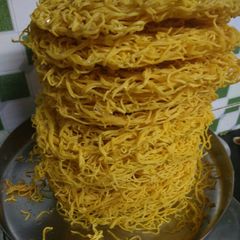 Besan sev (Gram flour sev) A picture of Besan sev (Gram flour sev).
