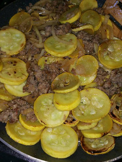 A picture of Yellow Squash and Sausage.