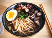 A picture of bean sprouts and pork