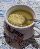Arroz integral con sopa de espárragos