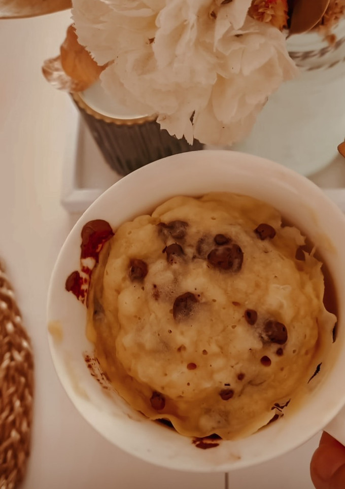Una foto de Bizcocho de plátano y choco al micro