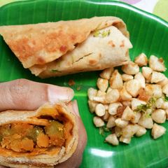 A picture of South Indian Healthy Breakfast Wraps with a quick salad.