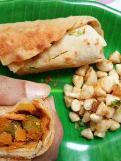 A picture of South Indian Healthy Breakfast Wraps with a quick salad.