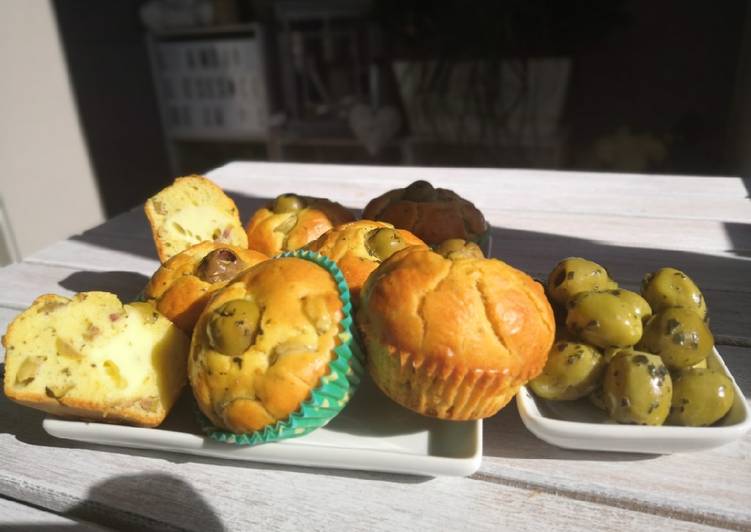 La Recette Pas à Pas Muffins salés olives et brie