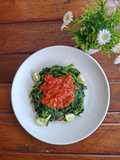 Plecing Kangkung Rebus Sambal Tomat Segar