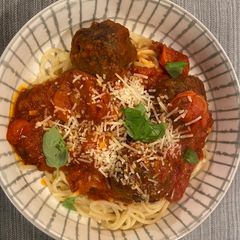 A picture of Homemade Spaghetti Sauce and Meatballs.