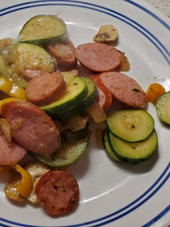 A picture of My Skillet Sausage and Veggies.
