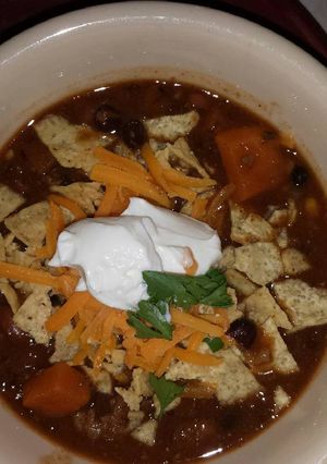 A picture of Black Bean and Sweet Potato Chili - CROCKPOT.
