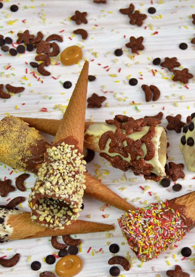 Una foto de Conos o cucuruchos de helados decorados
