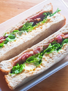 A picture of Soft Egg Salad Bacon Sandwich - Lunchbox Menu.