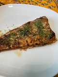Pollock Fillets with Bell Pepper, Apricot, and Black Garlic Cream