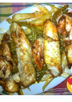 صورة لوصفة لوبية ماشطو بصدر الدجاج والبطاطا المقلية 😋💖