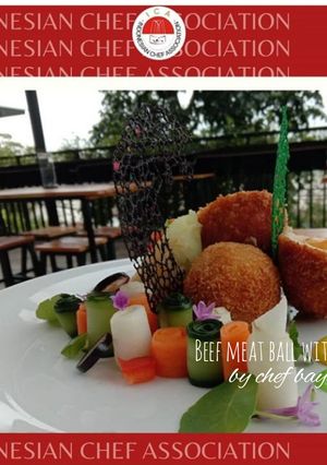 Foto resep Beef Meat Ball Egg With Rice ball
