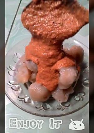 Foto resep Cilok isi ayam keju bumbu kuah kacang