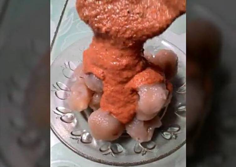 Resep Cilok isi ayam keju bumbu kuah kacang, Enak Banget