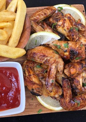 A picture of Sweet and tangy bbq chicken wings.