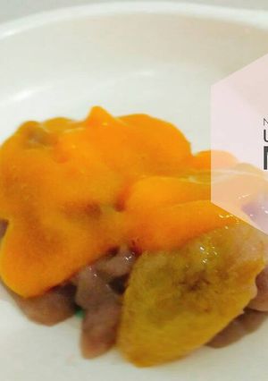 Foto resep Nagasari Kurma Ubi Ungu saus Mangga (Mpasi 9+)