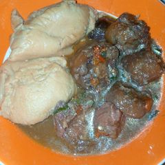 A picture of Moimoi with oxtail pepper soup.