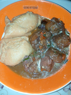 A picture of Moimoi with oxtail pepper soup.
