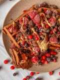 Gofres de plátano y cacao con frutos rojos