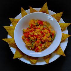 A picture of Mango Salsa with Homemade Nachos.