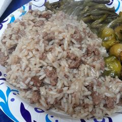 A picture of Burger and Rice Simple.