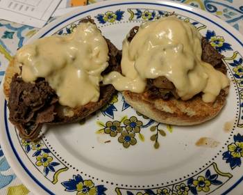 Popular Recipe Open Faced Philly Cheese Steak Sandwich Savory Delicious