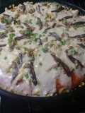 Pizza con anchoas y roquefort
