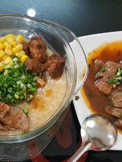 A picture of Corn and Pork Rib Congee.
