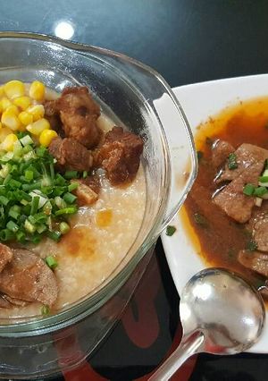 A picture of Corn and Pork Rib Congee.